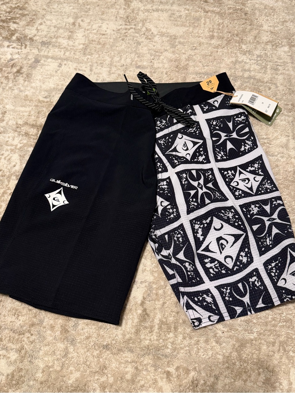 Quiksilver Black & White Hybrid Men's Boardshorts